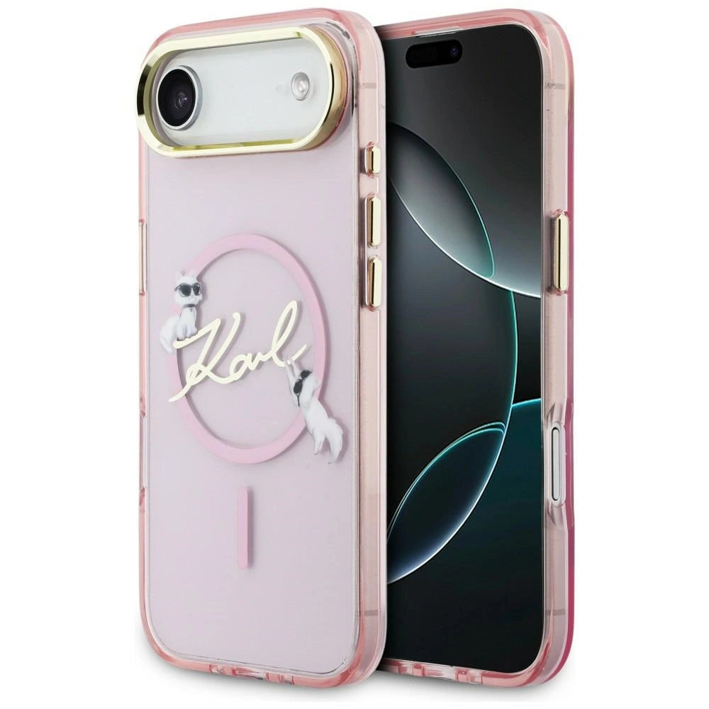 Etui Karl Lagerfeld IML Choupettes Karl Script Logo na iPhone Air - różowe