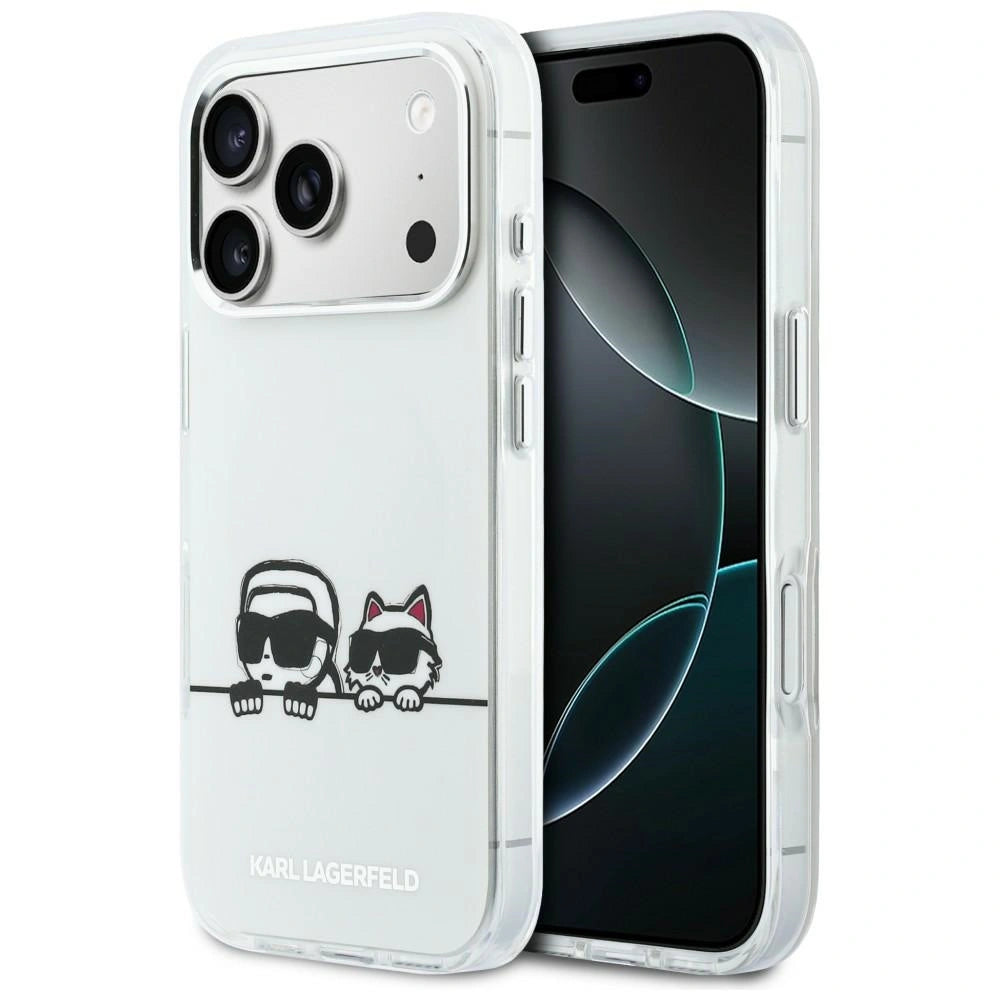 Etui Karl Lagerfeld IML Karl & Choupette Peekaboo na iPhone 17 Pro - białe