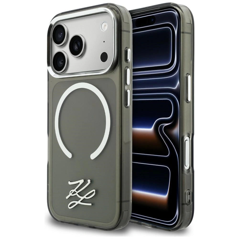 Etui Karl Lagerfeld IML KL Script Logo MagSafe na iPhone 17 Pro - czarne