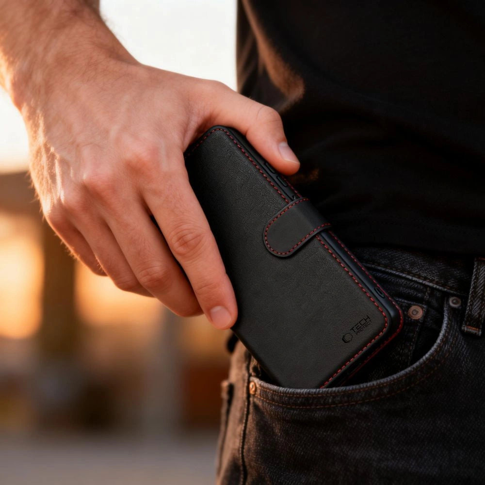 Etui Tech-Protect Wallet na Samsung Galaxy S26 Ultra - czarno-czerwone – zdjęcie 4