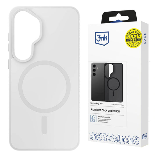 Etui 3mk Smoke MagCase na Samsung Galaxy S25 - białe-półprzezroczyste