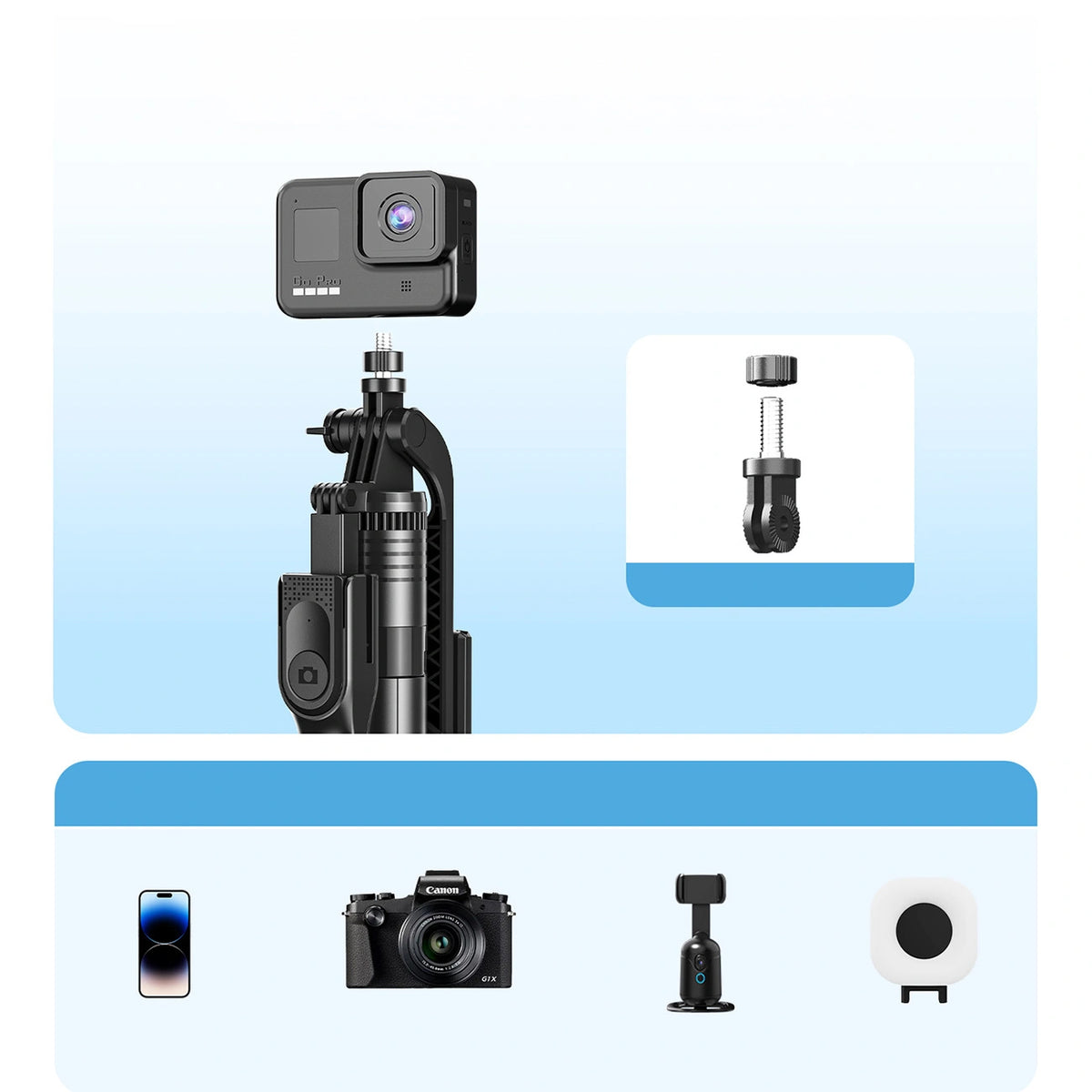 Selfie stick na telefon kamerę aparat z obrotem 360 stopni Bluetooth 5.2 – zdjęcie 7