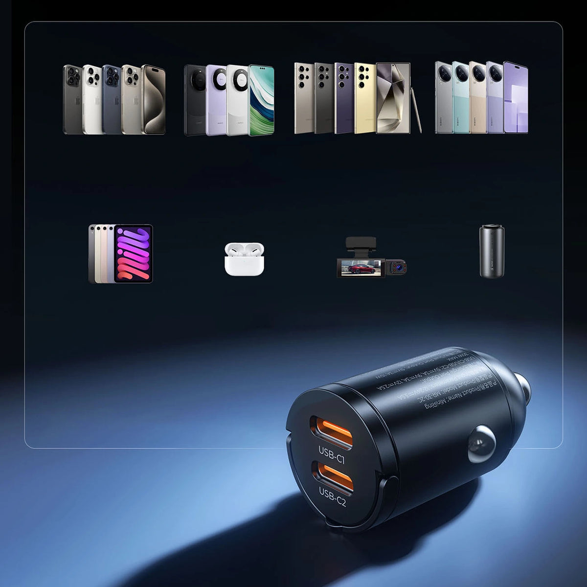 Ładowarka samochodowa Orico MiniRing 30W 2x USB-C - czarna – zdjęcie 6