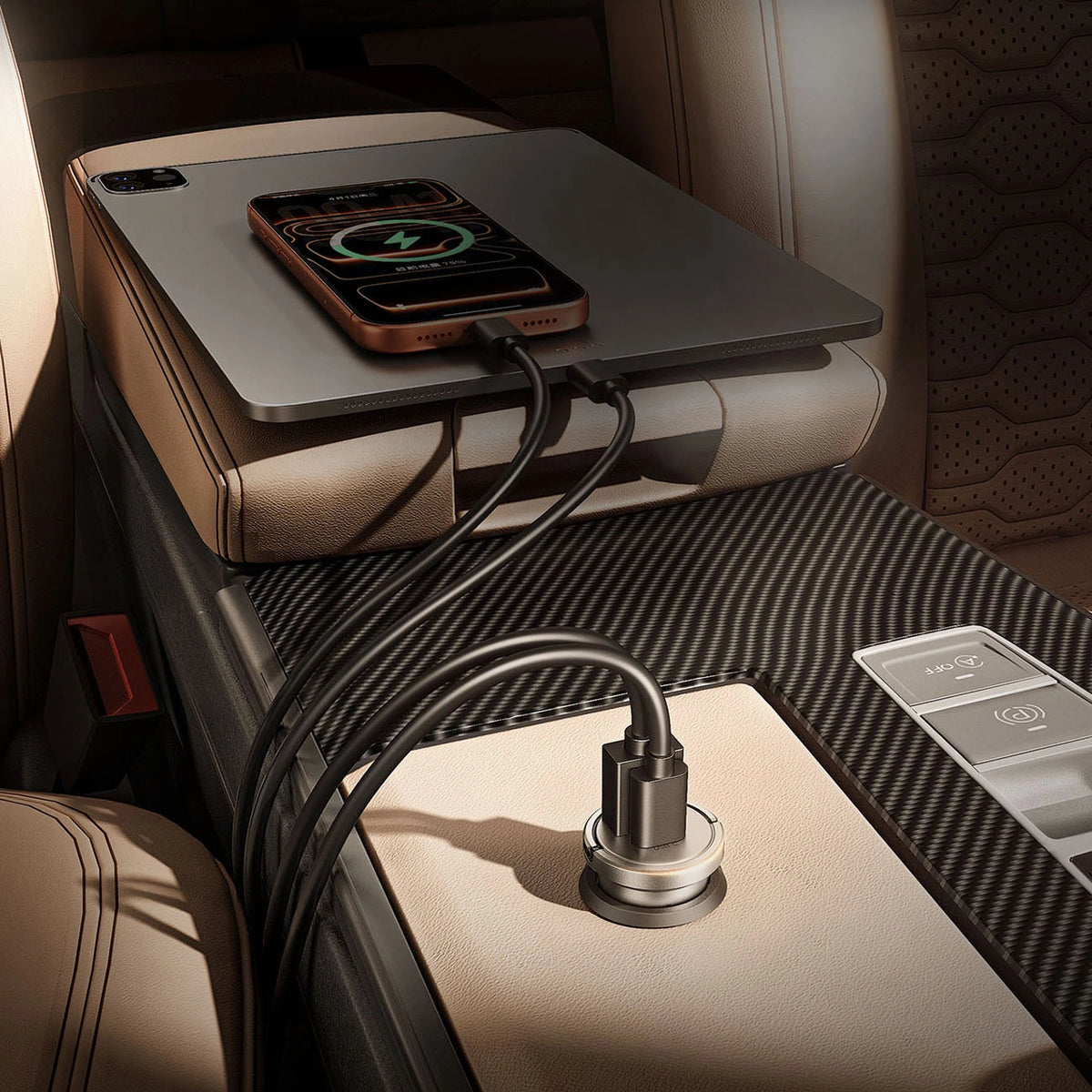 Ładowarka samochodowa Orico MiniRing Pro 45W USB-A + USB-C - srebrna – zdjęcie 4