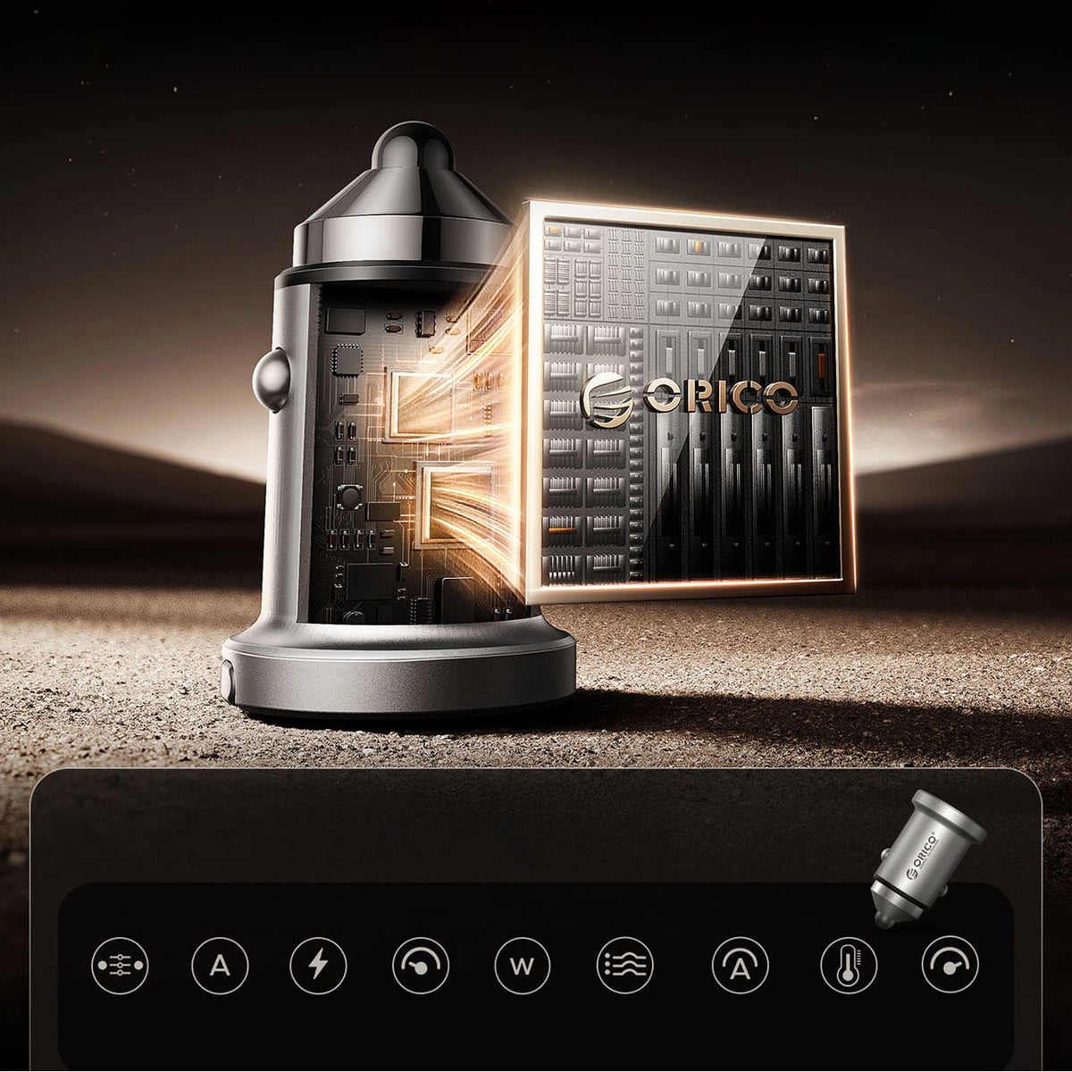 Ładowarka samochodowa Orico MiniRing Pro 45W USB-A + USB-C - srebrna – zdjęcie 6