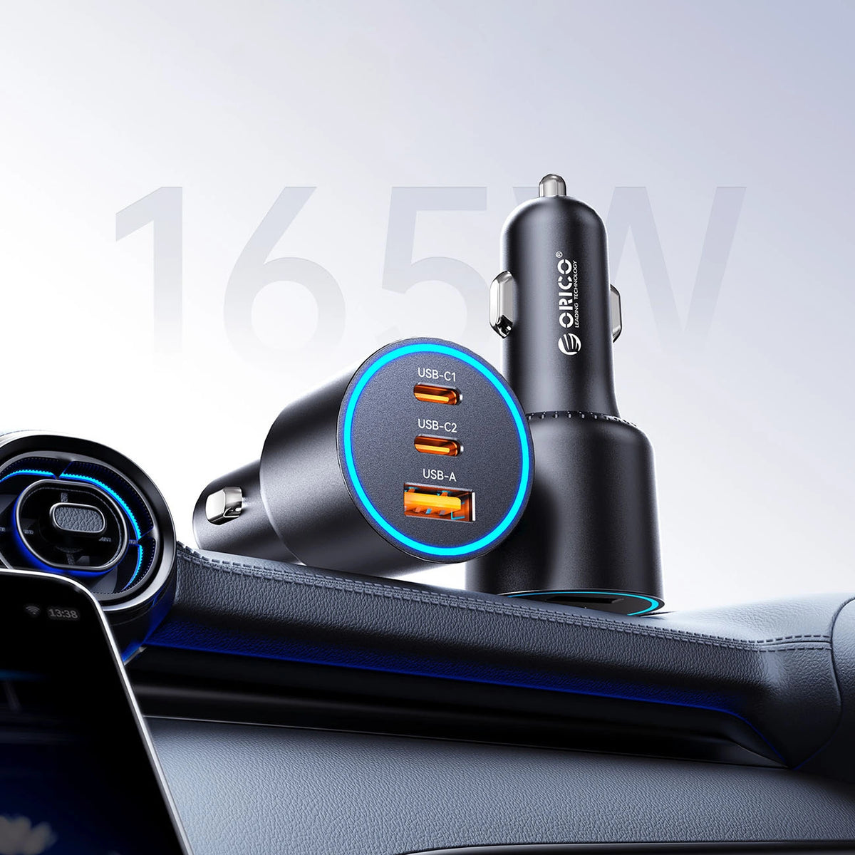 Ładowarka samochodowa Orico HyperDrive 165W USB-A + 2x USB-C - czarna – zdjęcie 2