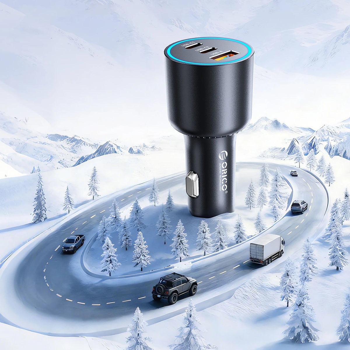 Ładowarka samochodowa Orico HyperDrive 165W USB-A + 2x USB-C - czarna – zdjęcie 9