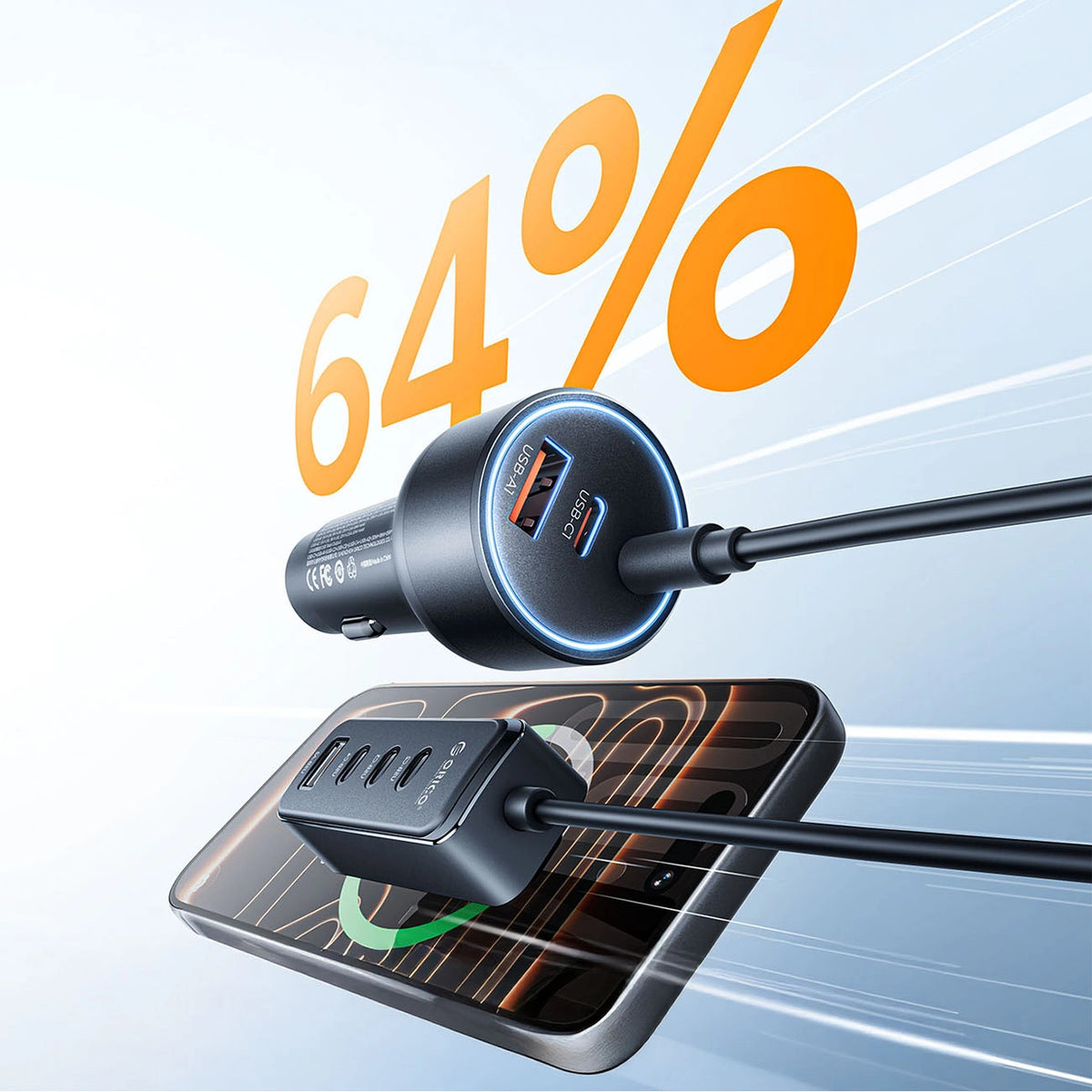 Ładowarka samochodowa Orico ChargeClip 108W 2x USB-A + 4x USB-C z - czarna – zdjęcie 6