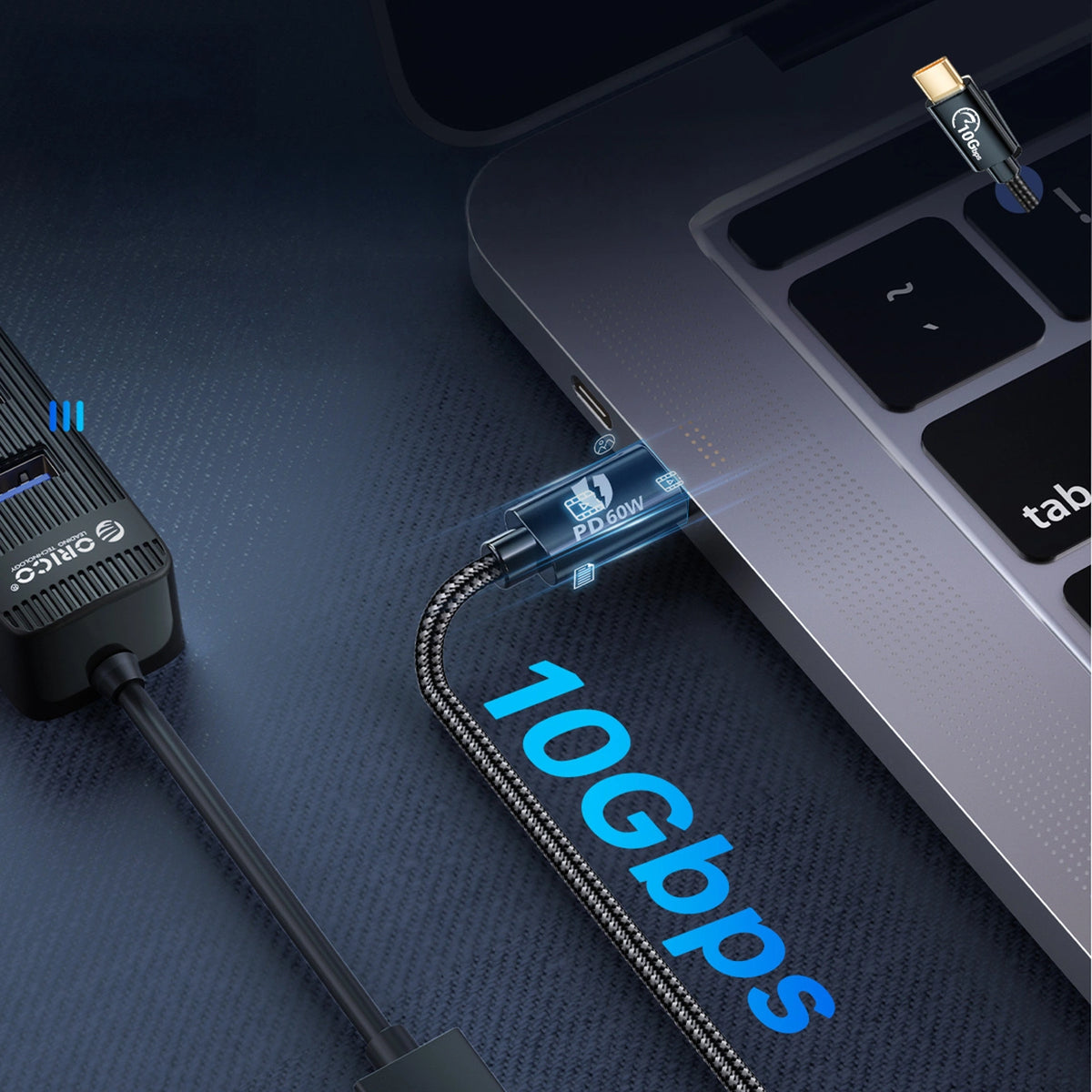 Adapter Orico CAF31 USB-C - USB-A 3.1 Gen 2 10Gbps 30cm OTG - czarny – zdjęcie 3