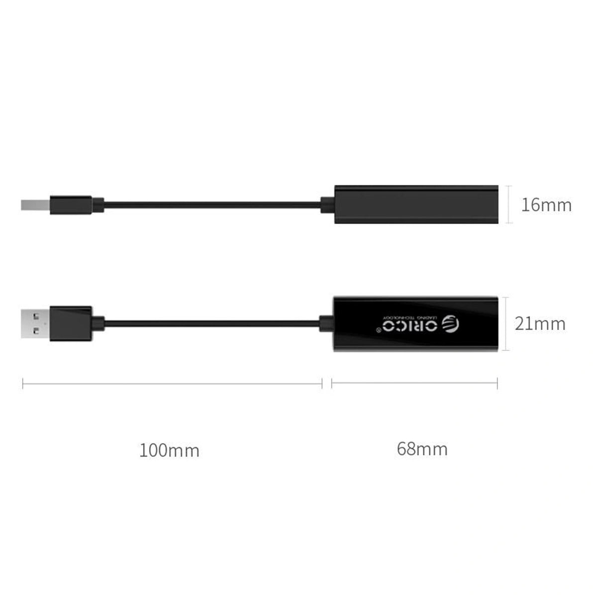 Zewnętrzna karta sieciowa Orico UTJ-U3 1 Gigabit USB-A 3.0 - czarna – zdjęcie 3