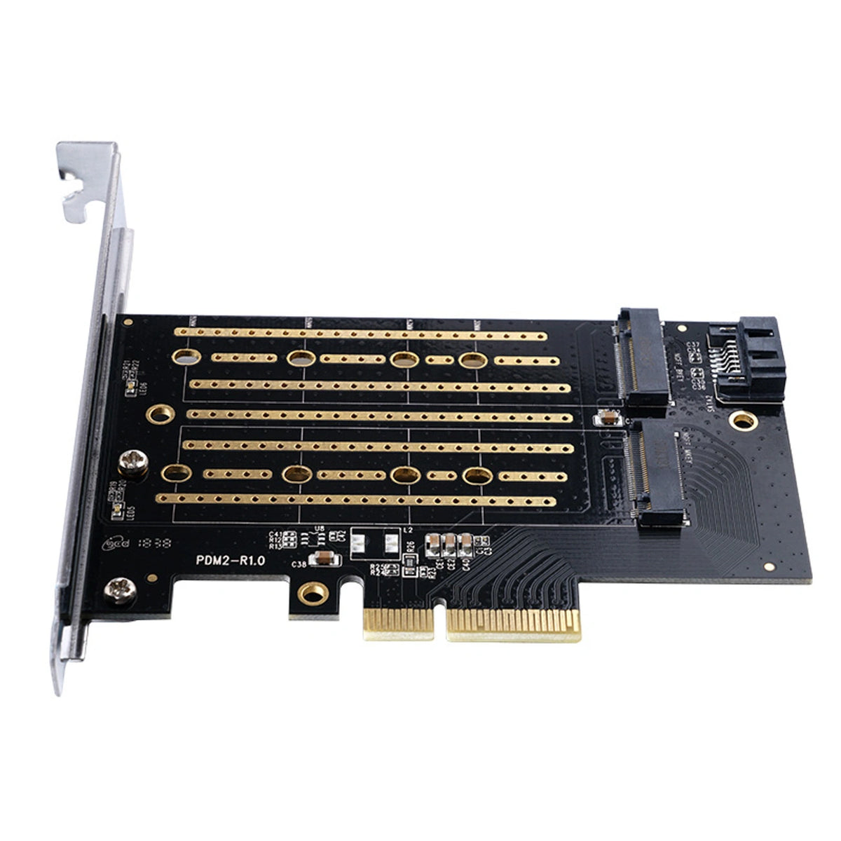 Karta rozszerzeń Orico PDM2 PCI-E 3.0 x4 do dysków M.2 NVMe i SATA - czarna – zdjęcie 2