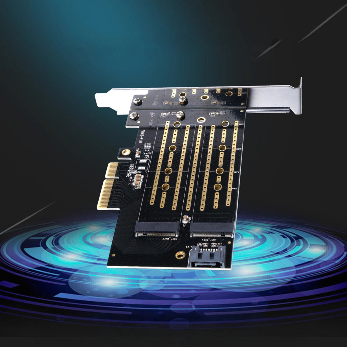 Karta rozszerzeń Orico PDM2 PCI-E 3.0 x4 do dysków M.2 NVMe i SATA - czarna – zdjęcie 5