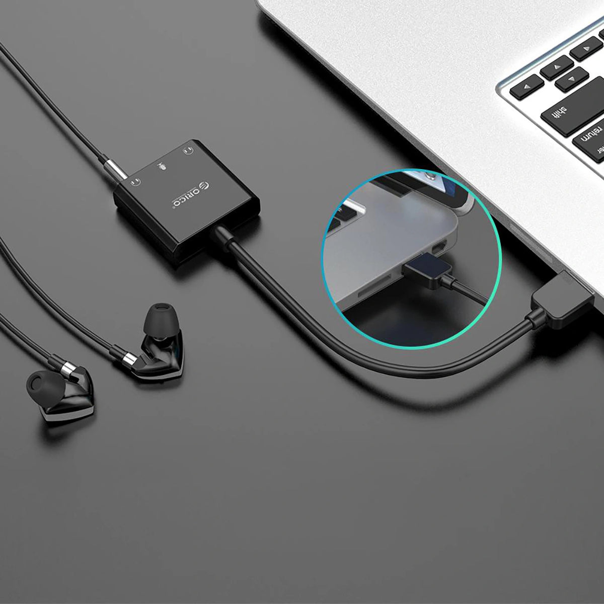 Zewnętrzna karta dźwiękowa Orico SKT3 USB-A - czarna – zdjęcie 4