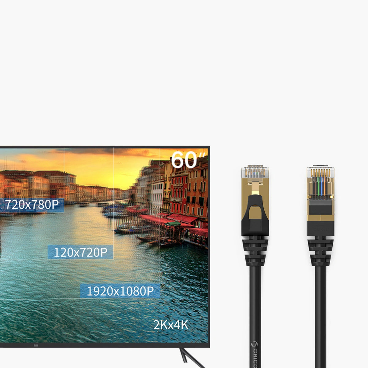 Kabel sieciowy Ethernet Orico PUG-C7 CAT7 10Gbps RJ45 internetowy - czarny – zdjęcie 10