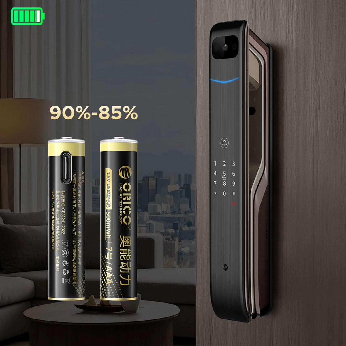 Bateria litowa Orico Ener-G EG7C 1,5 V 500mWh akumulator AAA USB-C 2 szt. – zdjęcie 7