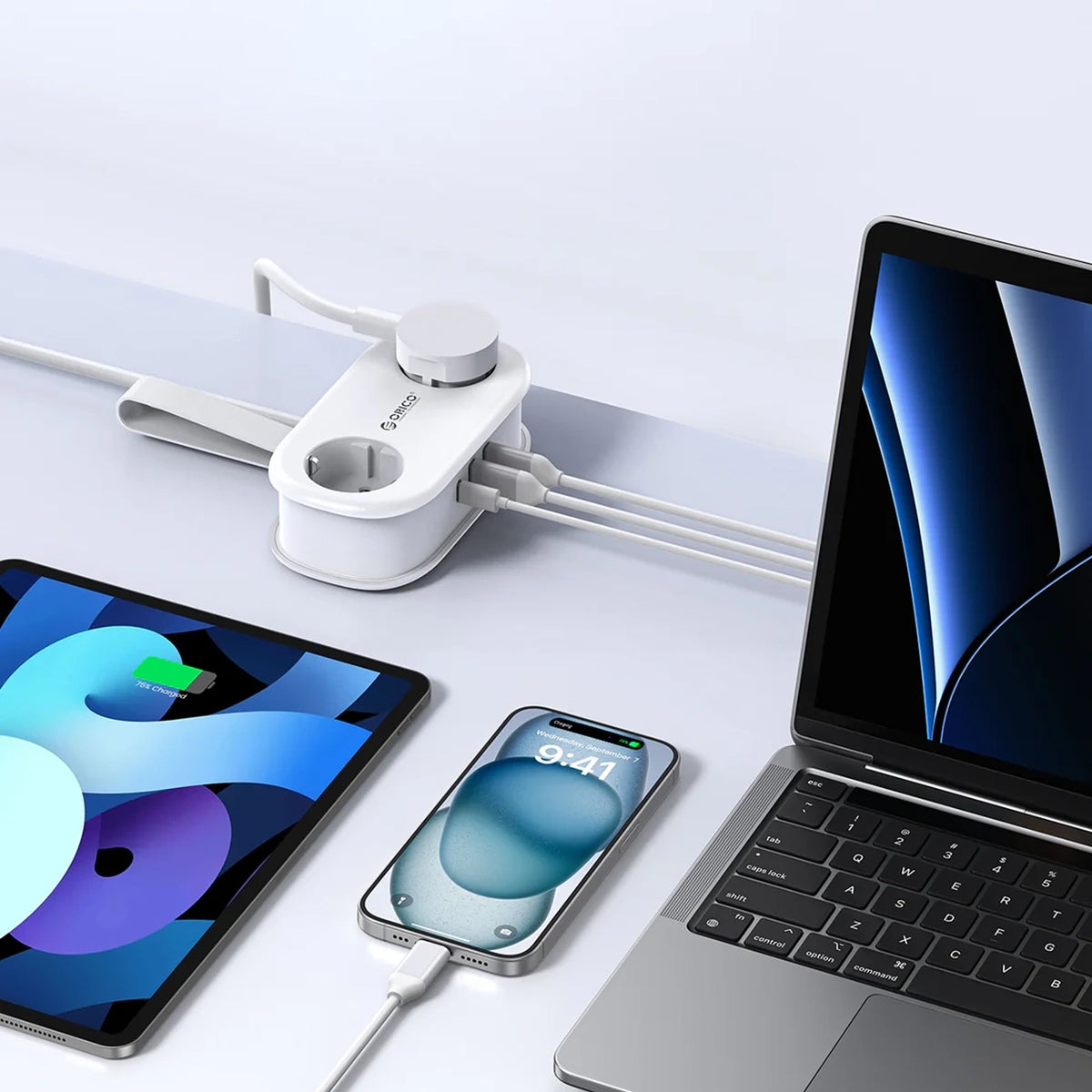 Listwa zasilająca Orico AP3 20W GaN 5w1 2x AC + 2x USB-A + 1x USB-C - biała – zdjęcie 3