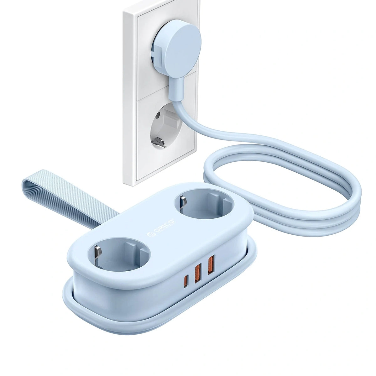 Listwa zasilająca Orico AP3 20W GaN 5w1 2x AC + 2x USB-A + 1x - niebieska