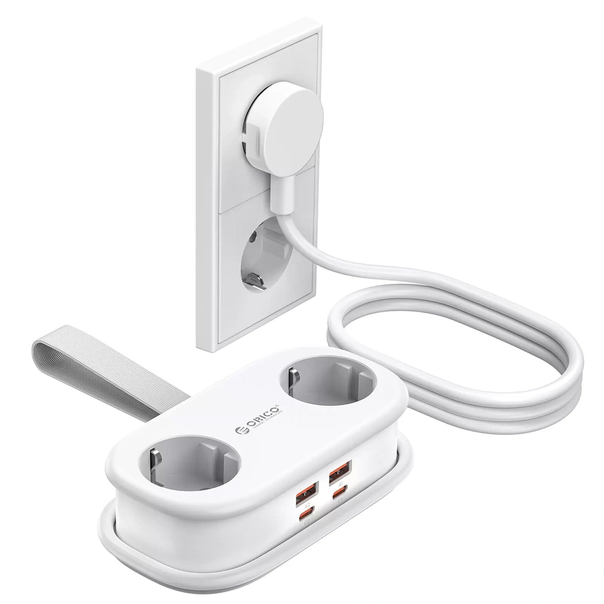 Listwa zasilająca Orico AP3 65W GaN 6w1 2x AC + 2x USB-A + 2x USB-C - biała – zdjęcie 2