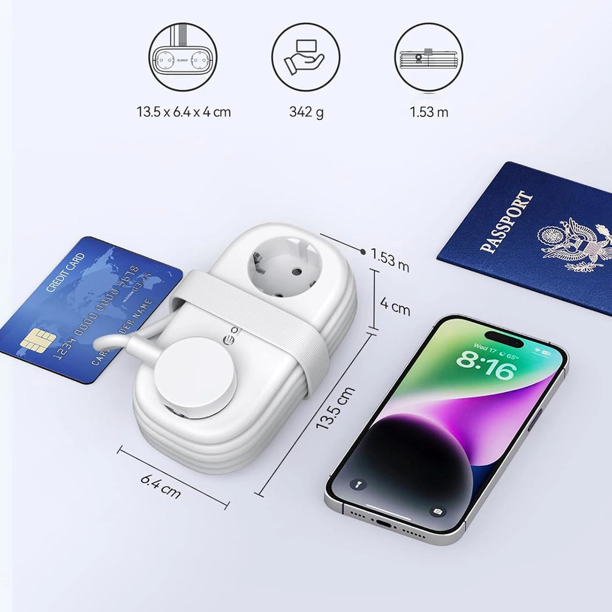 Listwa zasilająca Orico AP3 65W GaN 6w1 2x AC + 2x USB-A + 2x USB-C - biała – zdjęcie 3
