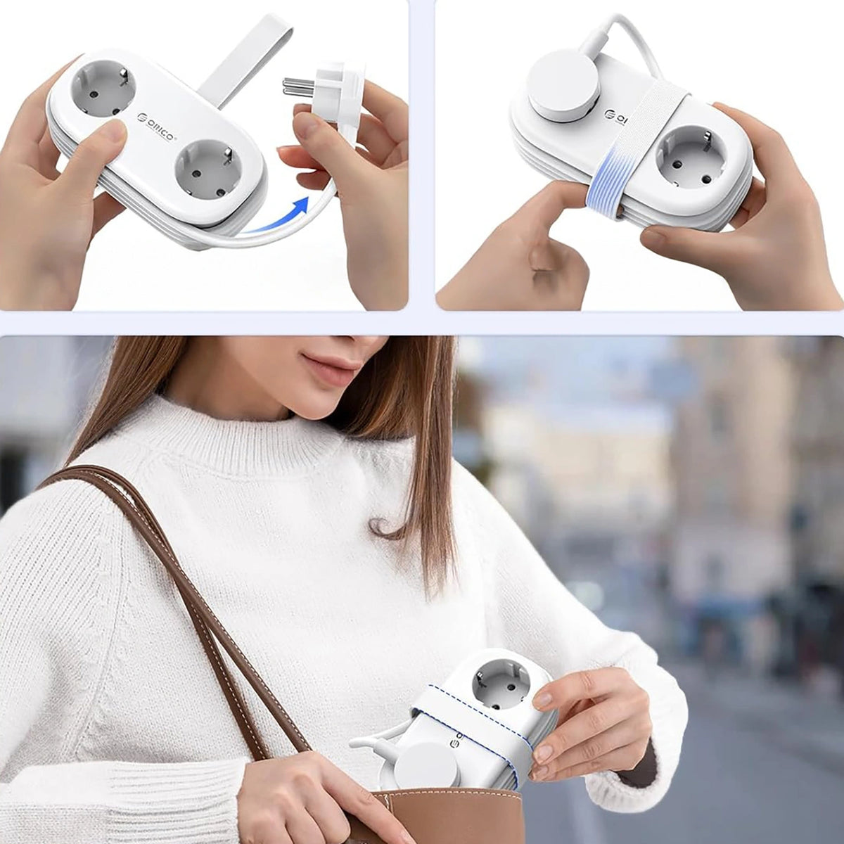 Listwa zasilająca Orico AP3 65W GaN 6w1 2x AC + 2x USB-A + 2x USB-C - biała – zdjęcie 5
