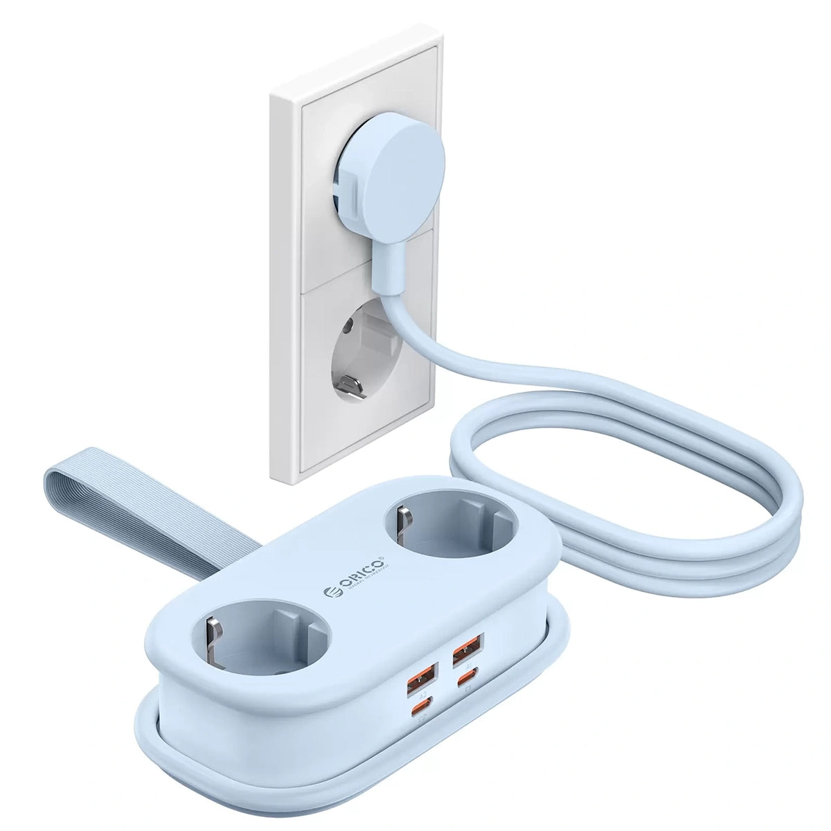 Listwa zasilająca Orico AP3 65W GaN 6w1 2x AC + 2x USB-A + 2x - niebieska – zdjęcie 2