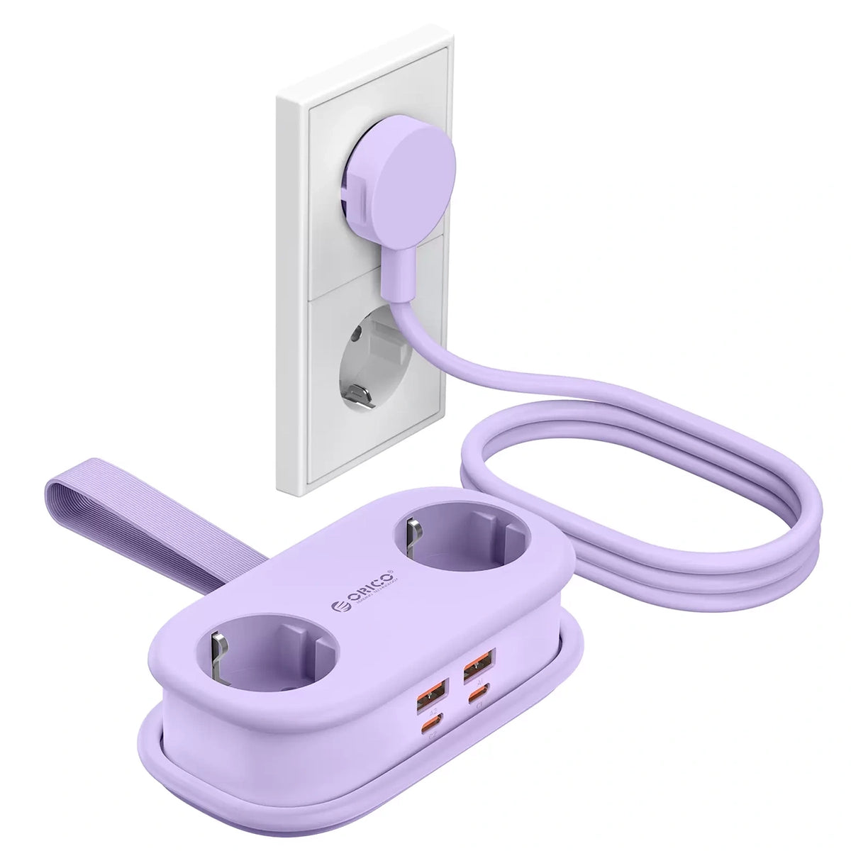 Listwa zasilająca Orico AP3 65W GaN 6w1 2x AC + 2x USB-A + 2x - fioletowa – zdjęcie 2