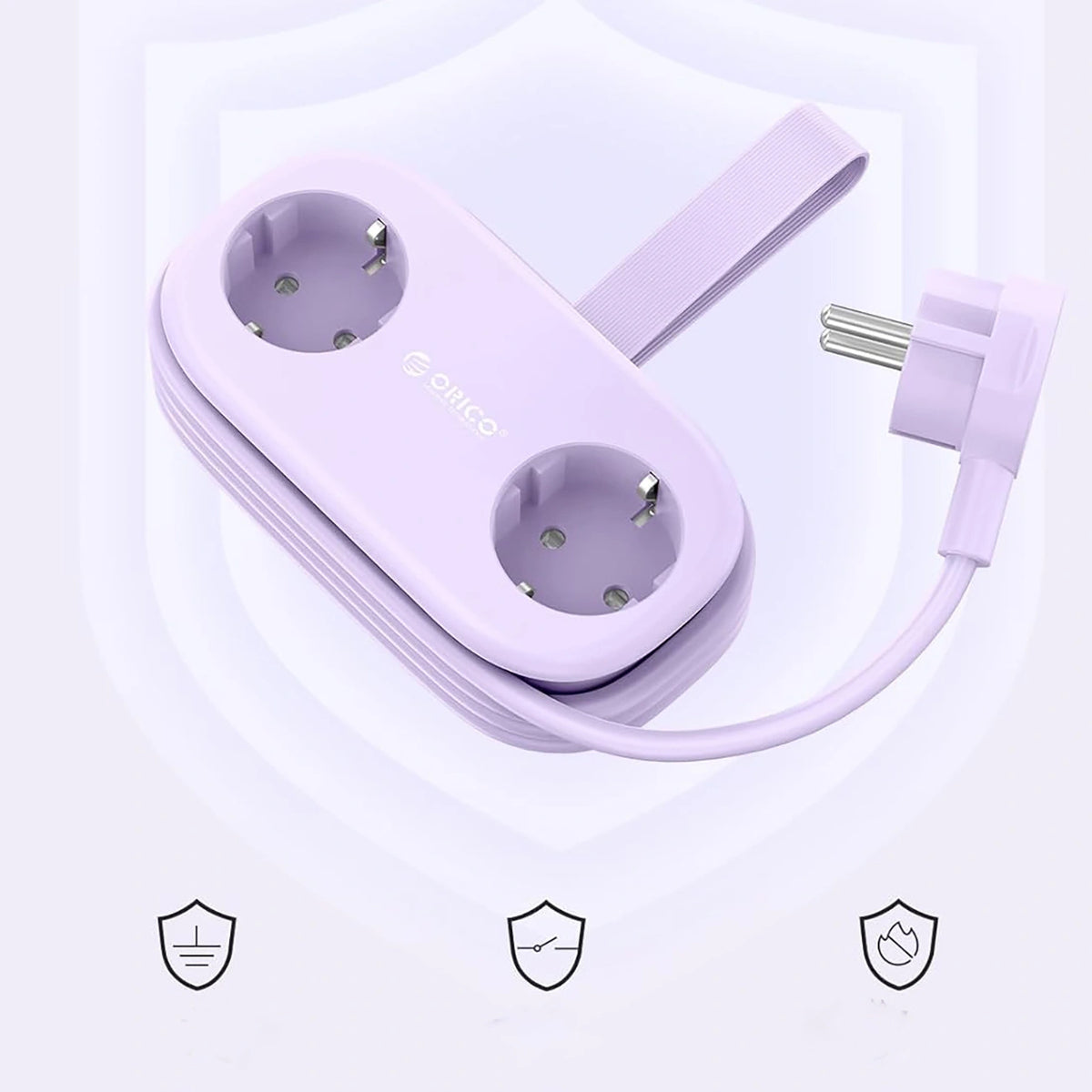 Listwa zasilająca Orico AP3 65W GaN 6w1 2x AC + 2x USB-A + 2x - fioletowa – zdjęcie 3