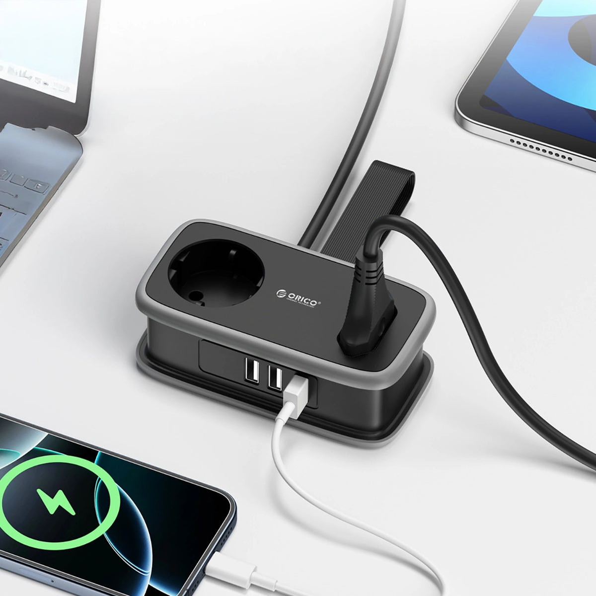 Listwa zasilająca Orico APP 15.5W 5w1 2x AC + 2x USB-A + 1x USB-C - czarna – zdjęcie 7