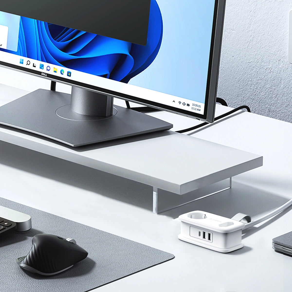 Listwa zasilająca Orico APP 15.5W 5w1 2x AC + 2x USB-A + 1x USB-C - biała – zdjęcie 4