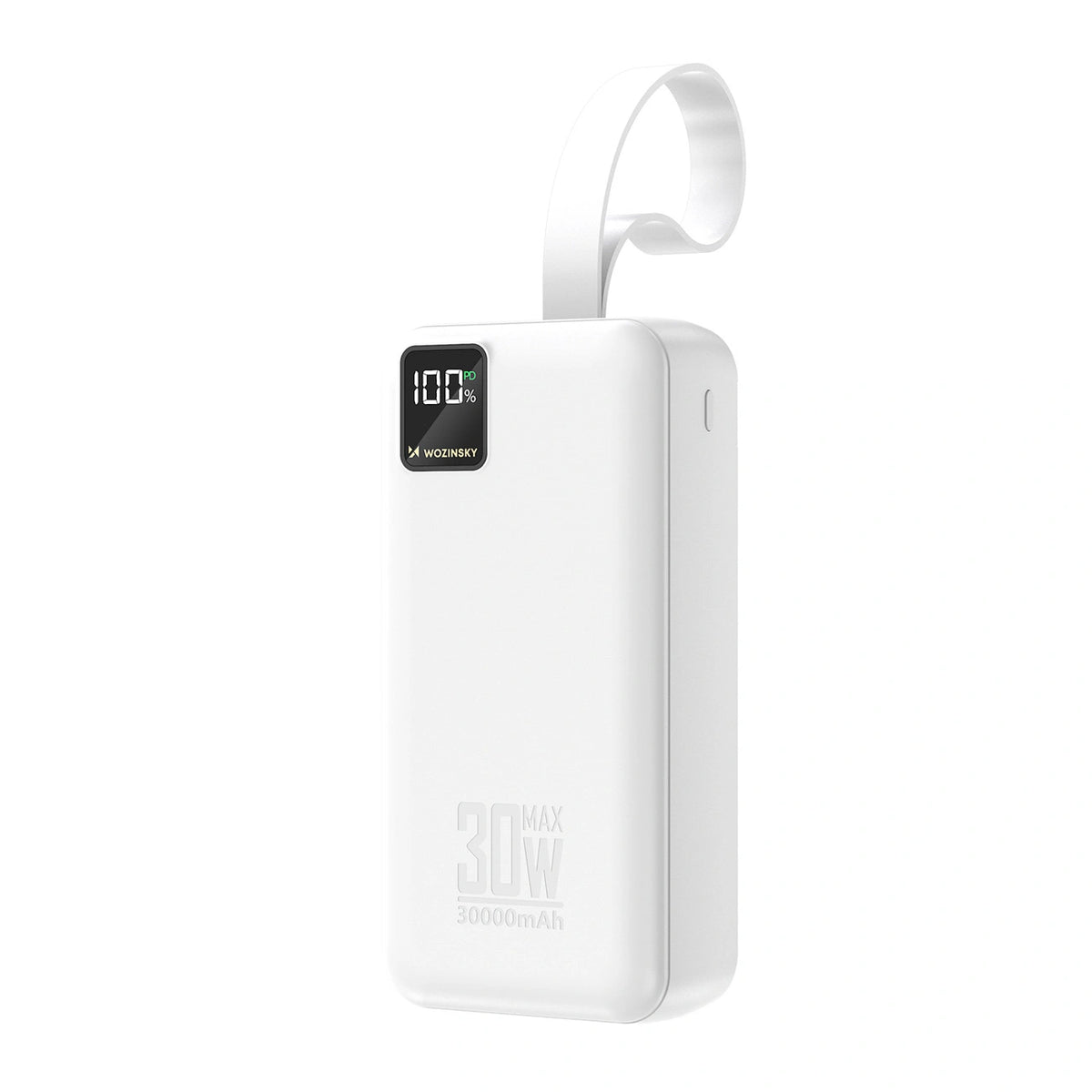 Powerbank Wozinsky W8-W 30000mAh 30W 2x USB-A i USB-C z latarką - biały – zdjęcie 2