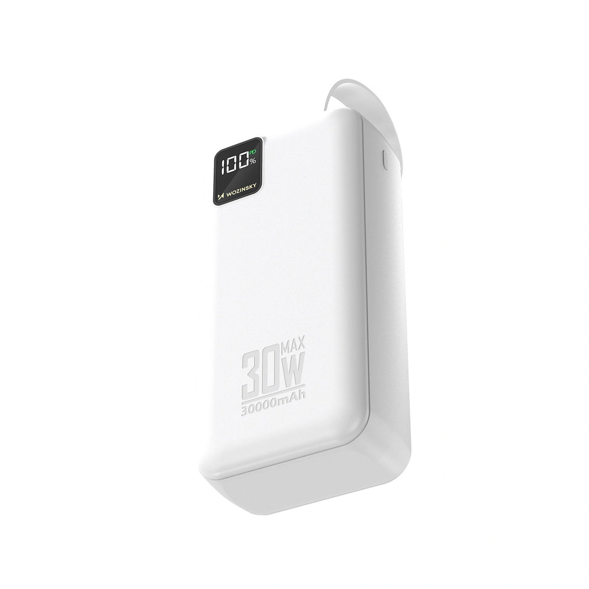 Powerbank Wozinsky W8-W 30000mAh 30W 2x USB-A i USB-C z latarką - biały – zdjęcie 3