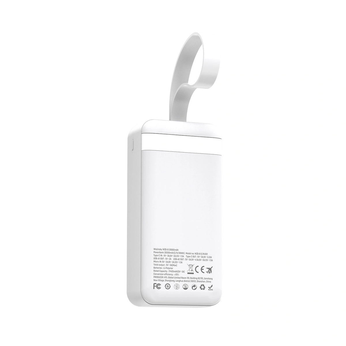 Powerbank Wozinsky W8-W 30000mAh 30W 2x USB-A i USB-C z latarką - biały – zdjęcie 4
