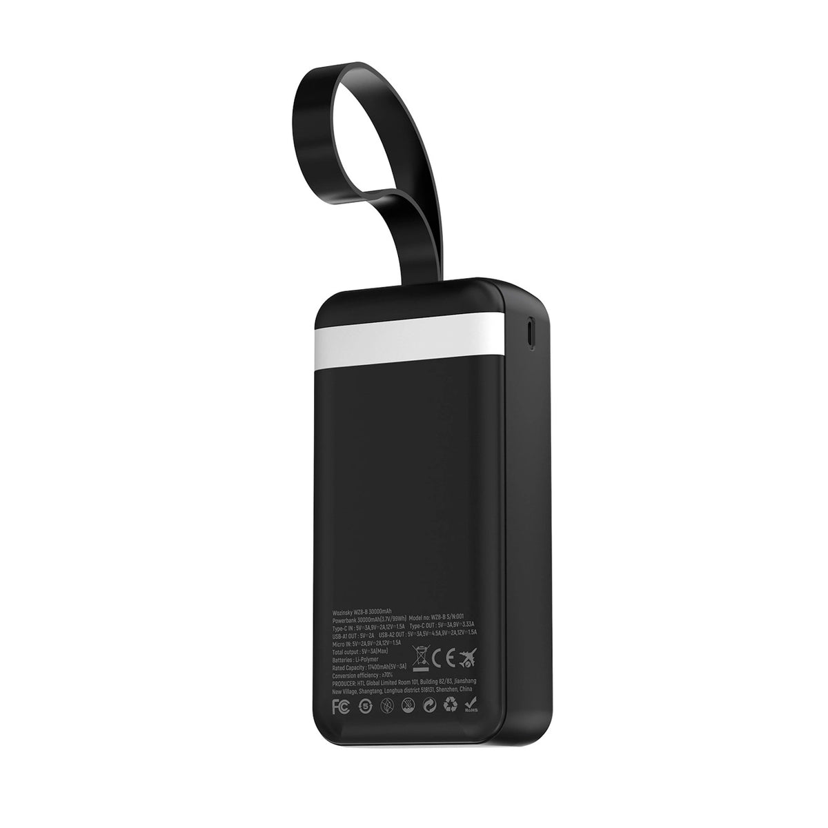 Powerbank Wozinsky W8-W 30000 mAh 30 W 2x USB-A i USB-C z latarką - czarny – zdjęcie 4