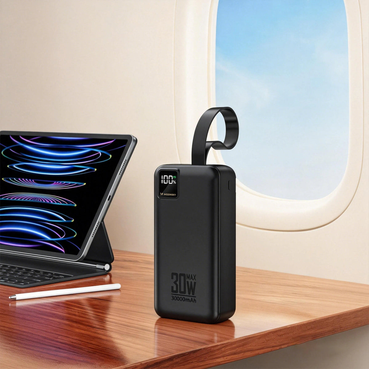 Powerbank Wozinsky W8-W 30000 mAh 30 W 2x USB-A i USB-C z latarką - czarny – zdjęcie 7