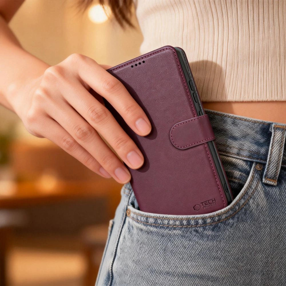 Etui Tech-Protect Wallet na Samsung Galaxy A57 5G - bordowe – zdjęcie 5