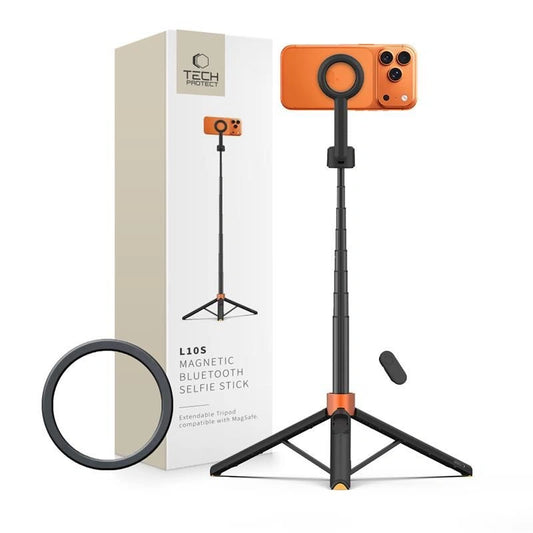 Selfie stick Tech-Protect L10S Bluetooth Tripod - czarno-pomarańczowy