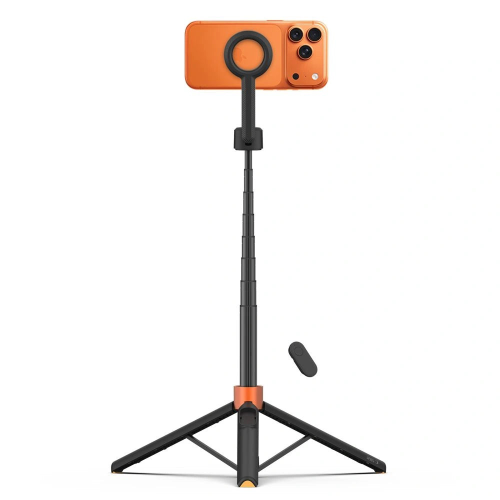 Selfie stick Tech-Protect L10S Bluetooth Tripod - czarno-pomarańczowy – zdjęcie 3