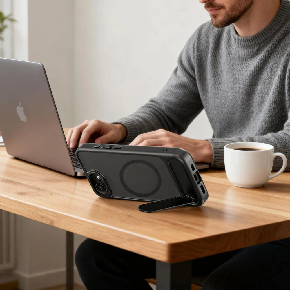 Etui Tech-Protect MagRack MagSafe na iPhone 16e / 17e - czarne – zdjęcie 8
