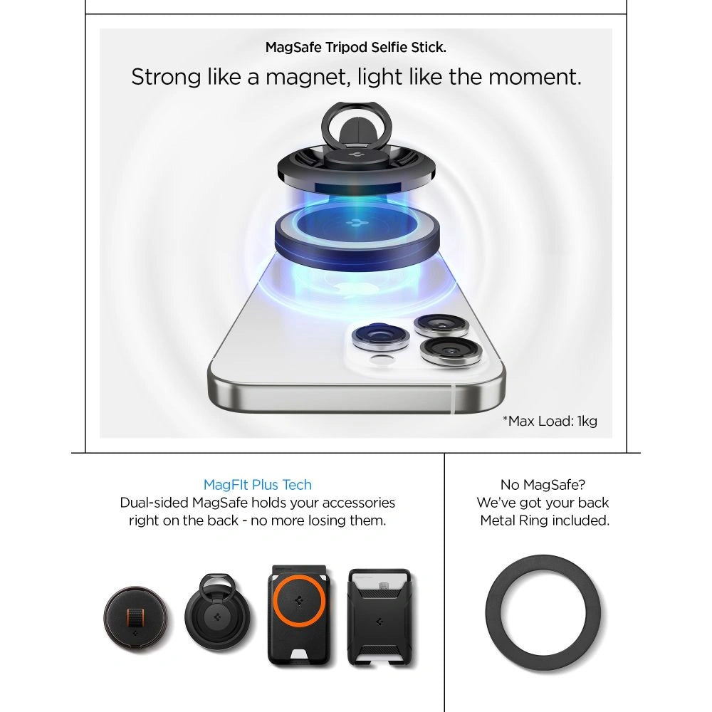 Selfie stick i statyw Spigen S581W MagSafe Bluetooth - czarny – zdjęcie 12