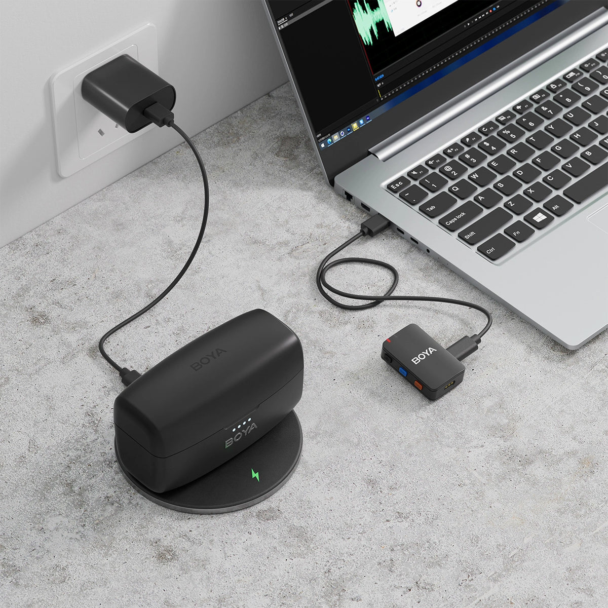Mikrofony BOYA BOYAMIC 2-02 bezprzewodowe 2.4 GHz USB-C - czarne – zdjęcie 12