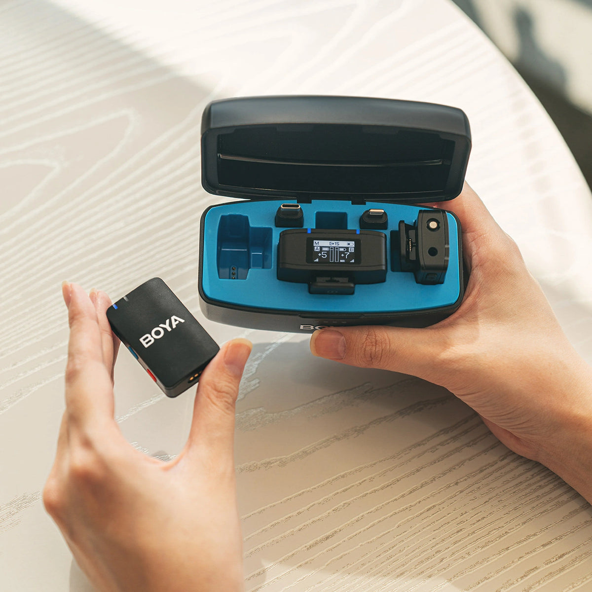 Mikrofony BOYA BOYAMIC 2-02 bezprzewodowe 2.4 GHz USB-C - czarne – zdjęcie 7
