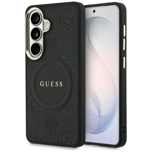 Etui Guess Saffiano Peony Embossed Ring na Samsung Galaxy S26 - czarne