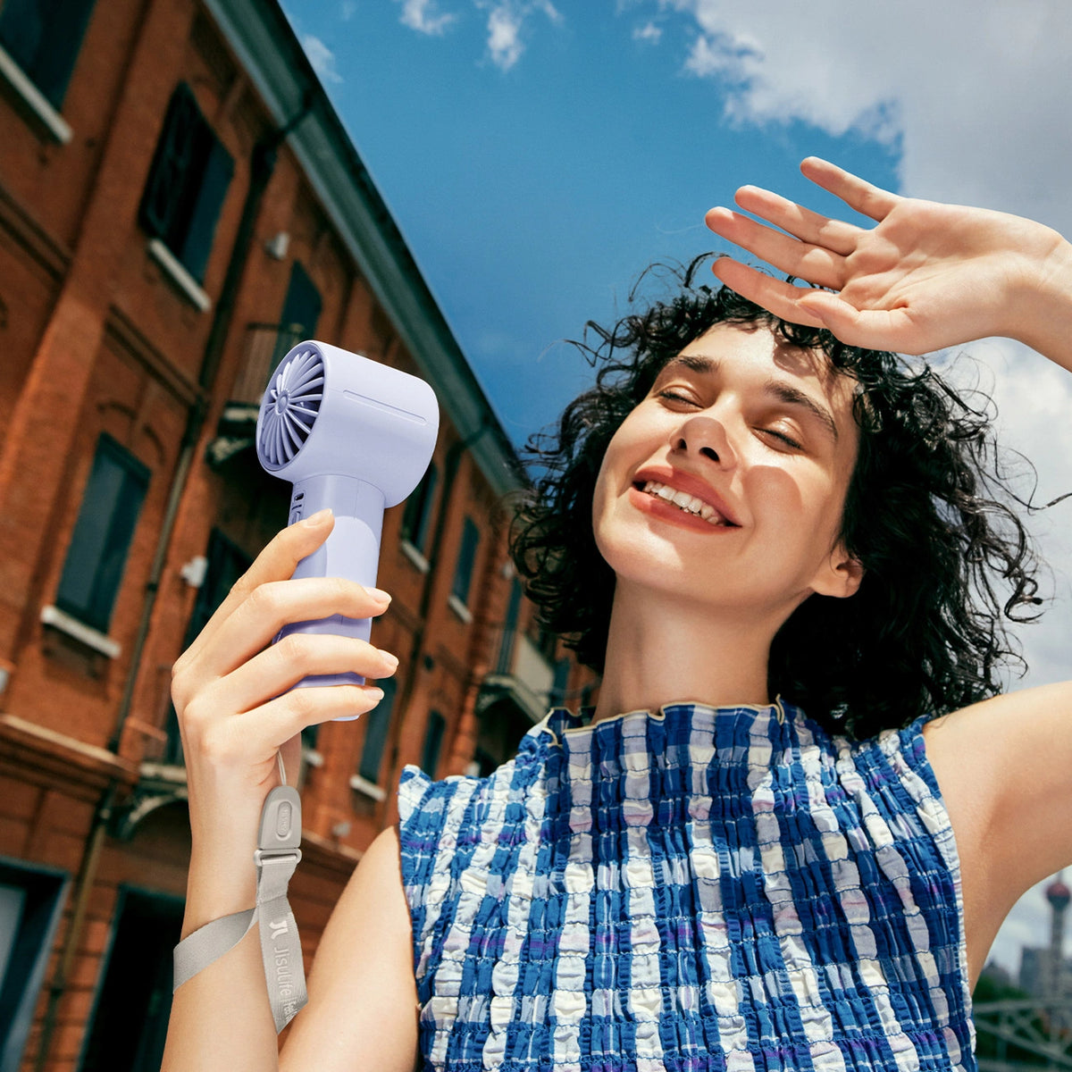 Mini wentylator Jisulife Handheld Fan 10 4000mAh przenośny - niebieski – zdjęcie 7
