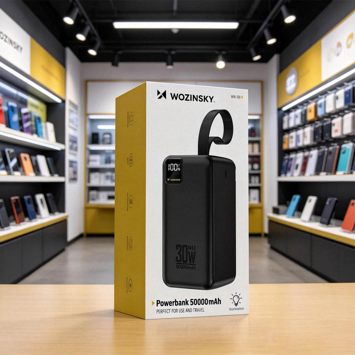 Powerbank Wozinsky W8-B 50000mAh 30W 2xUSB-A i 2xUSB-C i USB - czarny – zdjęcie 7