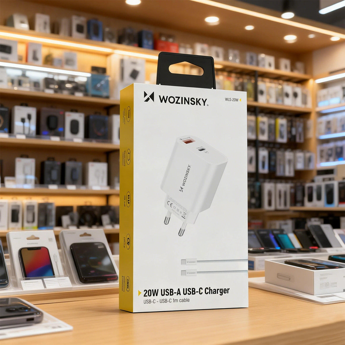 Ładowarka sieciowa Wozinsky WLS-20W 20 W USB-A USB-C z kablem - biała – zdjęcie 10