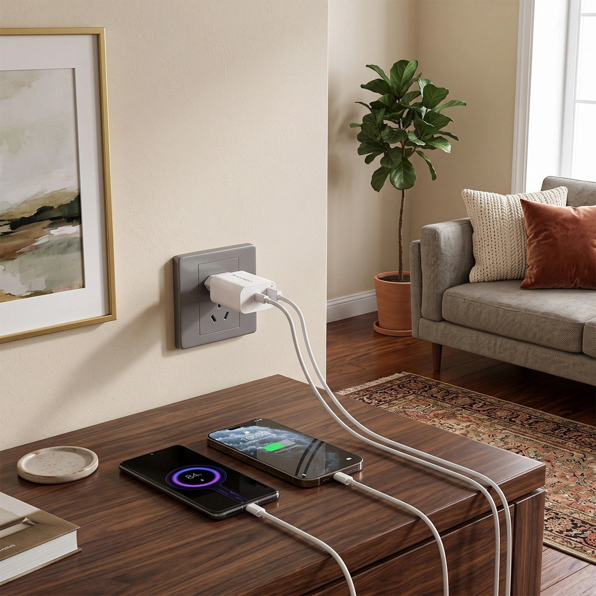 Ładowarka sieciowa Wozinsky WLS-20W 20 W USB-A USB-C z kablem - biała – zdjęcie 11