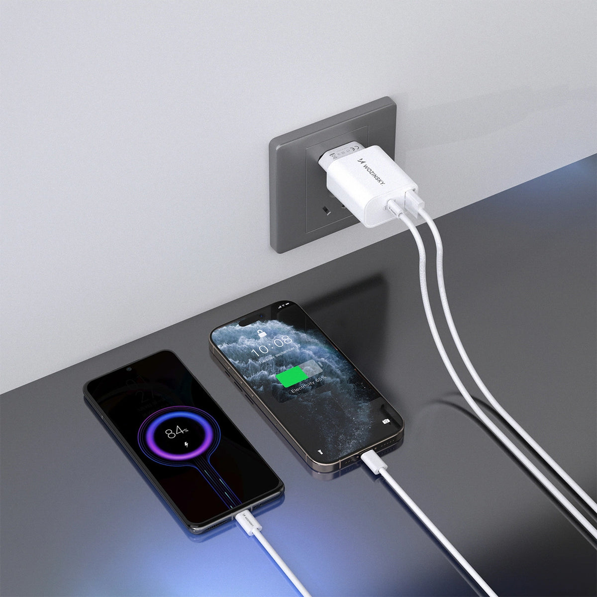 Ładowarka sieciowa Wozinsky WLS-20W 20 W USB-A USB-C z kablem - biała – zdjęcie 6