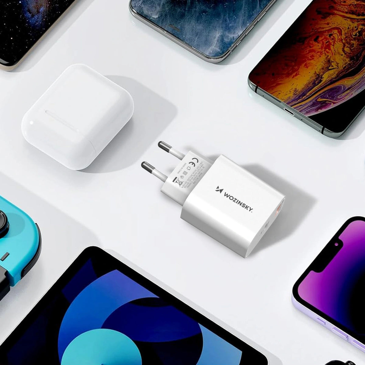 Ładowarka sieciowa Wozinsky WLS-20W 20 W USB-A USB-C z kablem - biała – zdjęcie 8