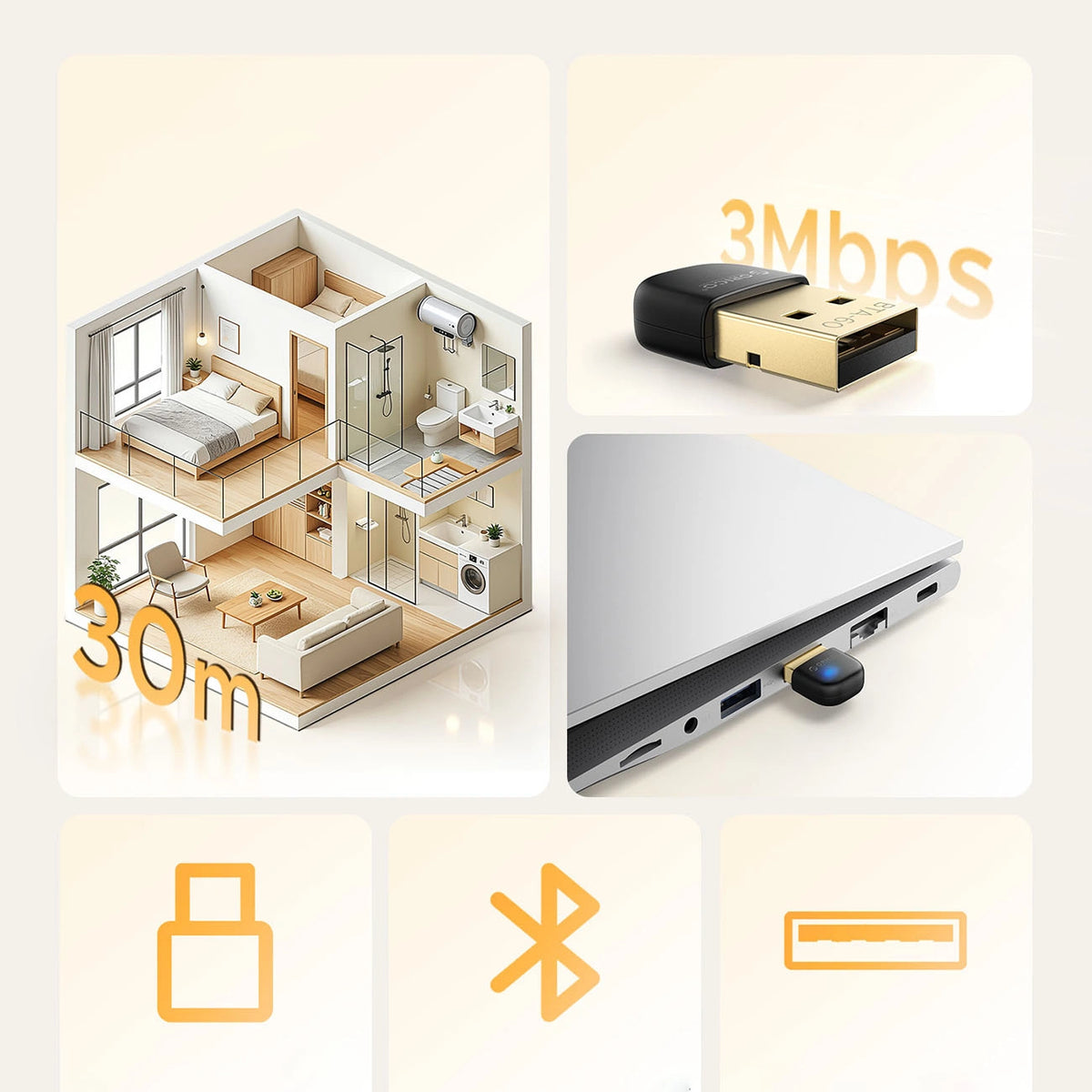 Adapter Orico BTA-60 Bluetooth 6.0 - czarny – zdjęcie 4