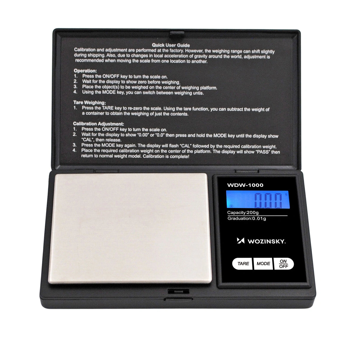Waga jubilerska Wozinsky WDW-1000 200g 0,01g precyzyjna - czarna – zdjęcie 2